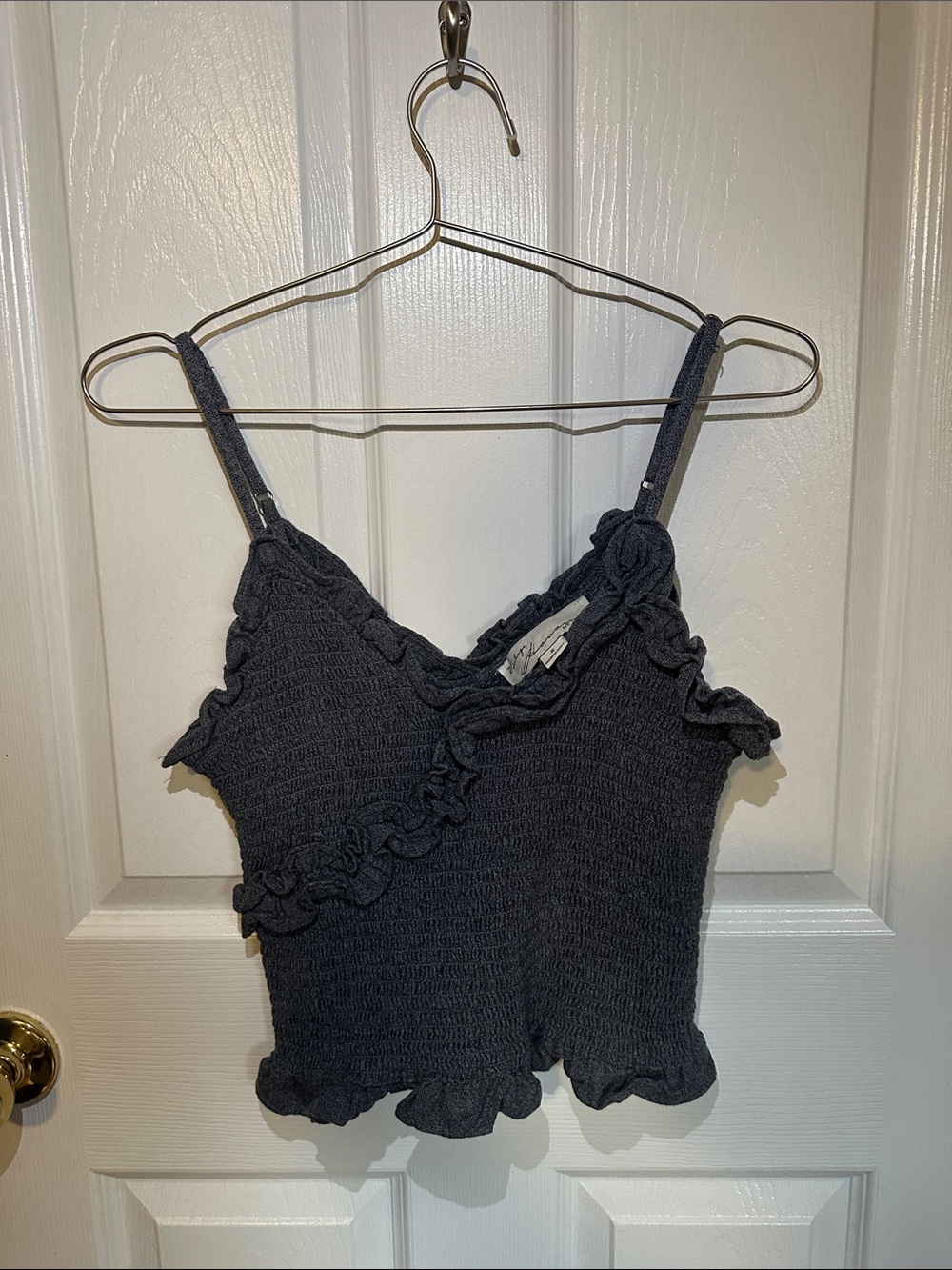 South Moon Under Charcoal Smocked Ruffle Cami